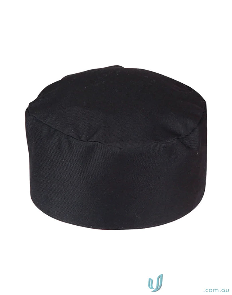 Black chefs hat from Winning Spirit Chefs Cap for a professional appearance