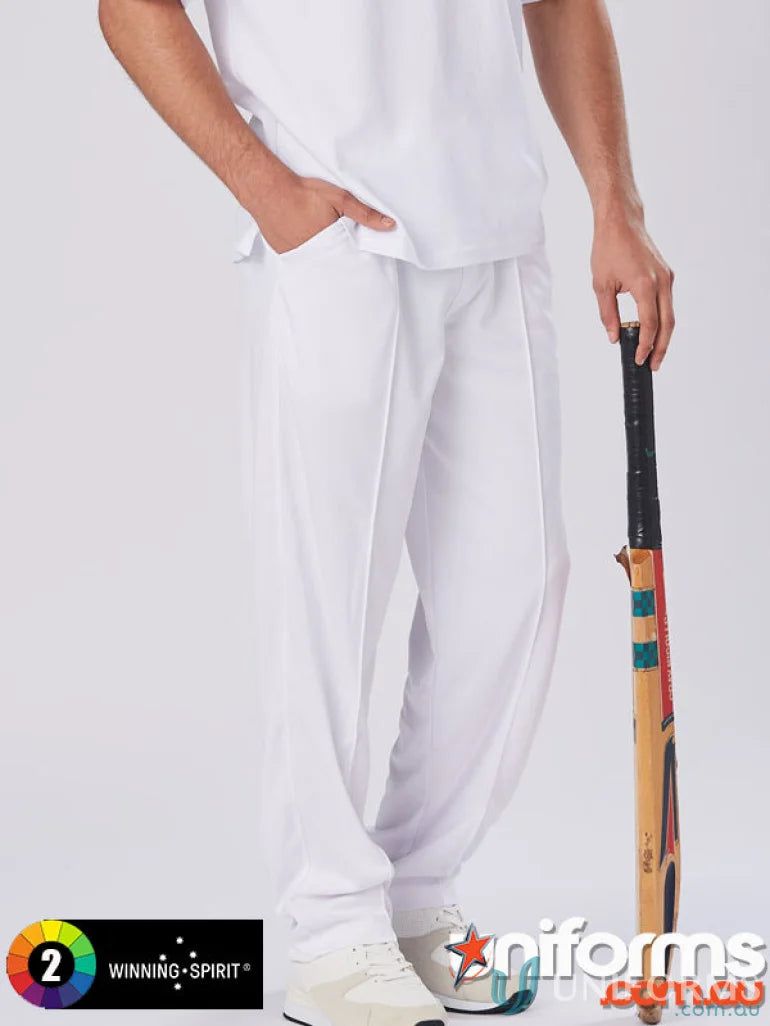 White cricket uniform from Winning Spirit CoolDry Cricket Pants CP29 cricket series