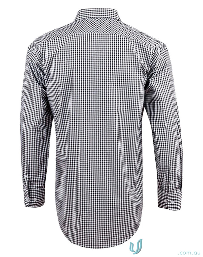 Mens gingham check long-sleeved shirt from Winning Spirit Gingham Roll Up LS Shirt, comfy workwear