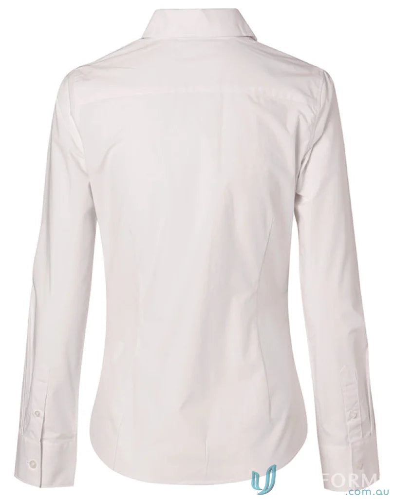 Winning Spirit Ladies womens fine twill long sleeve shirt m8030l in white