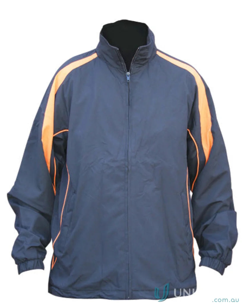 Winning Spirit Legend Warm Up Jacket in navy and orange with water-repellent finish