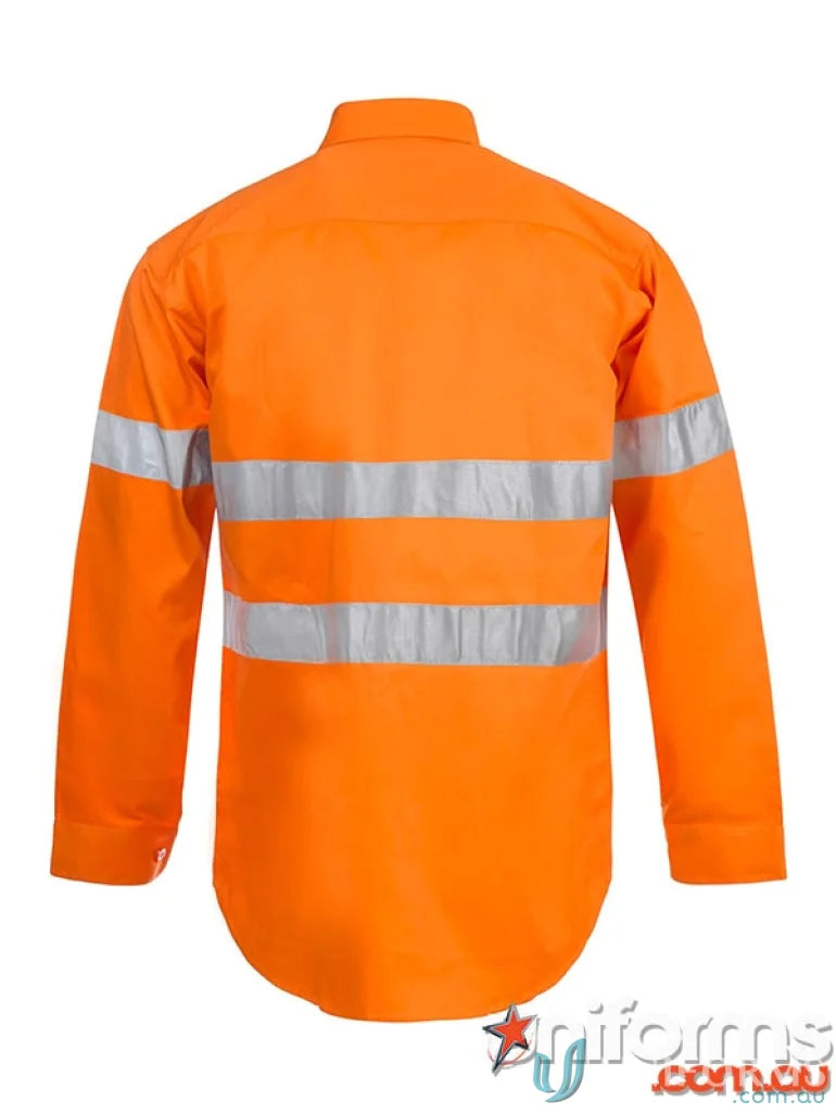 Orange high-visibility work shirt with reflective tape for work uniforms from WorkCraft