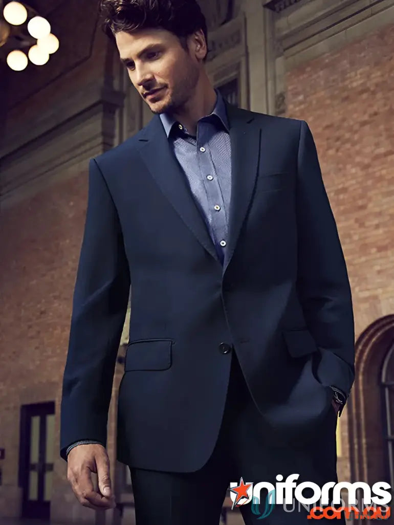 Men’s Siena Navy Blue Suit Jacket with non-functional sleeve buttons and stylish design