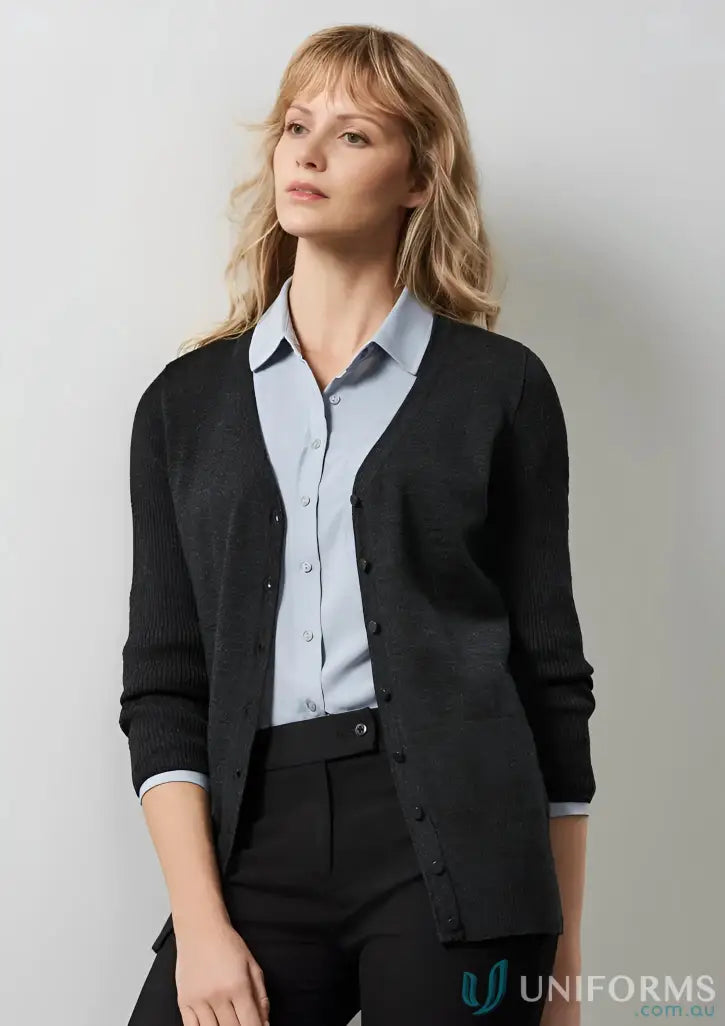 Woman’s black Milano knit cardigan from YR Ladies Biz Collection ladies Milano collection