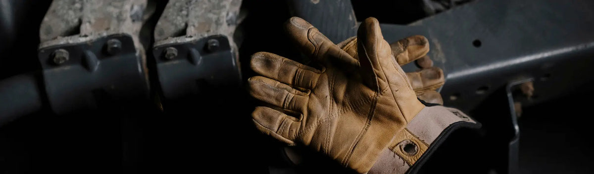 Tan leather work glove from PPE Vend Ready Gloves collection, perfect vend ready gear