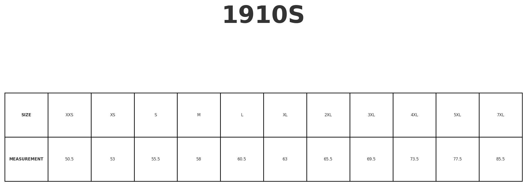 Kingswood SS Shirt size chart