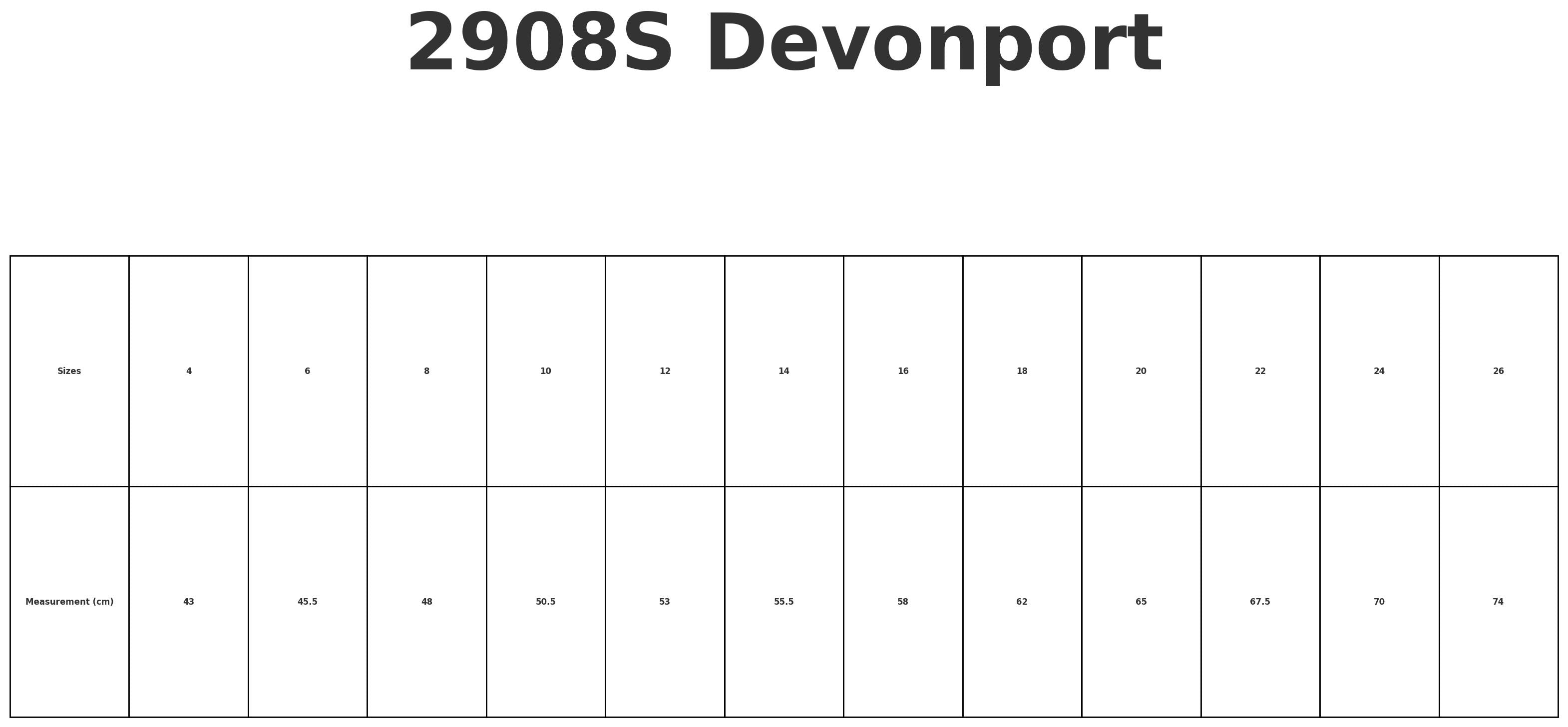 Devonport Ladies 3qtr Shirt size chart