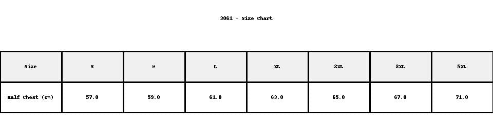 Outlander Eco Jacket size chart