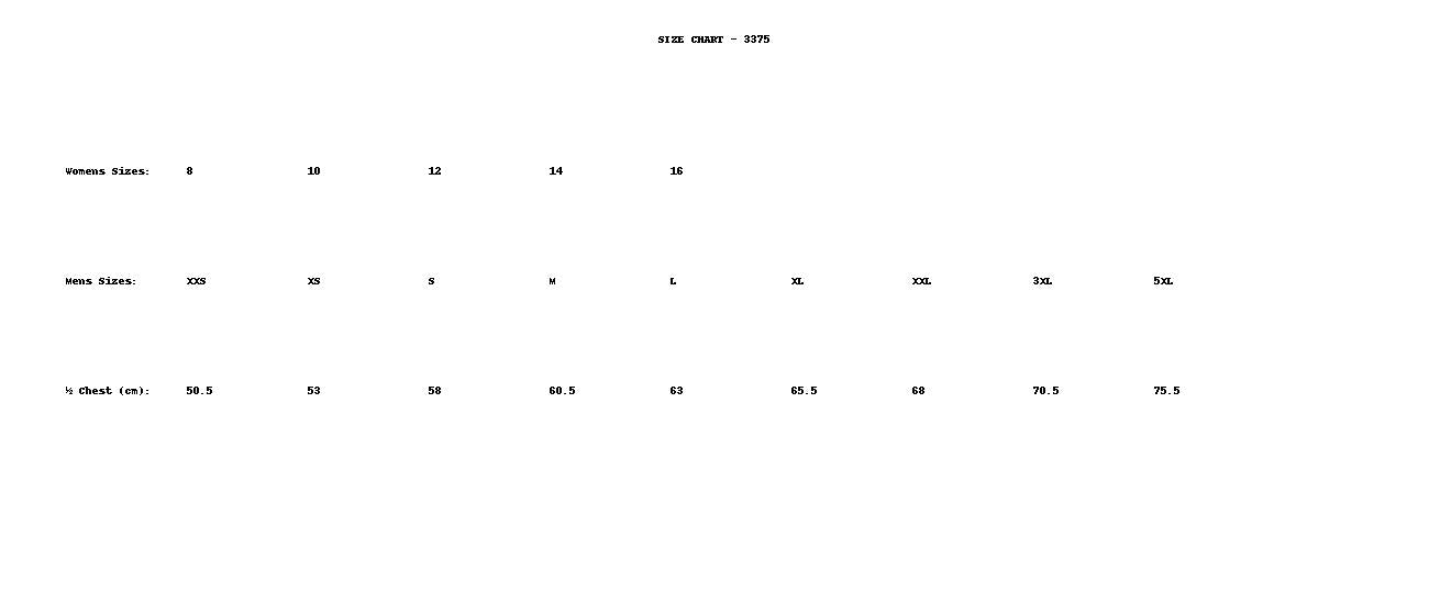 Frontier Puffa Vest size chart