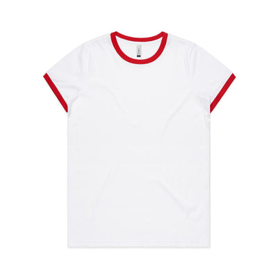 Wo's Maple Ringer Tee 4053 - White/Red
