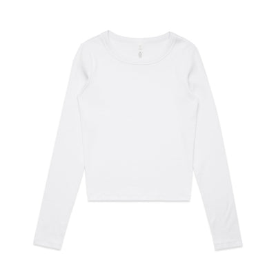 Wo's Organic Rib L/S Tee 4096 - White