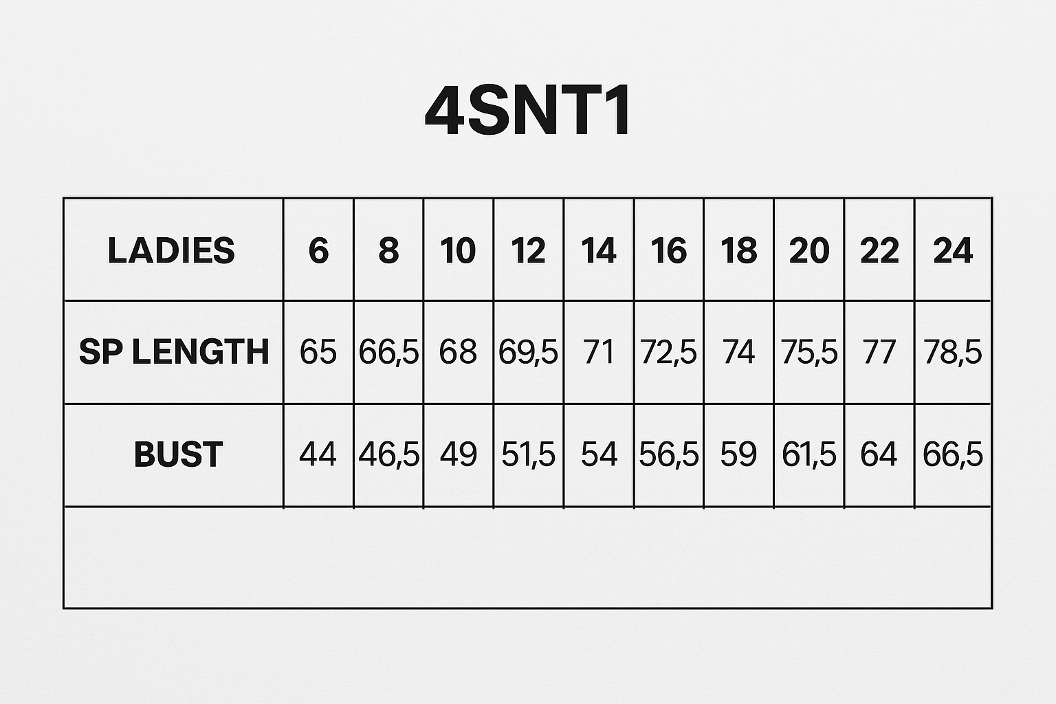 Bobbin Ladies Nu Scrub Top size chart