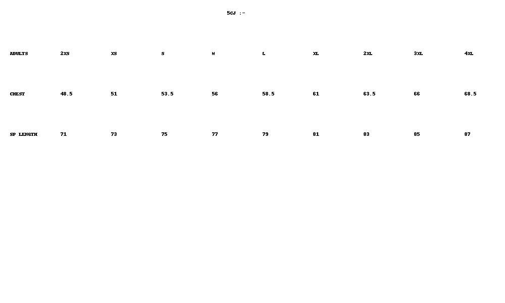 Bobbin Chefs Long Sleeve Jacket size chart
