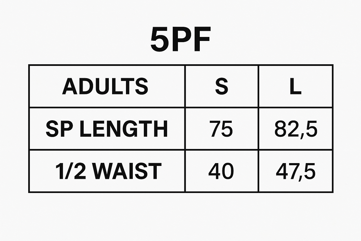 JBs Smock Apron size chart