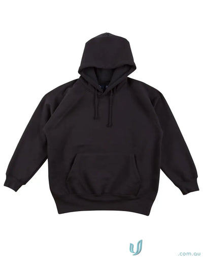 Black hooded sweatshirt with kangaroo pocket, perfect for a warm hug fleecy vibe