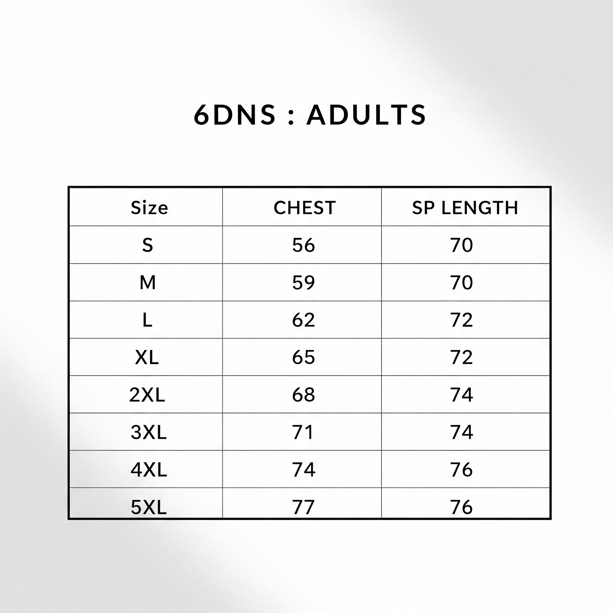 STAFF Printed D+N Safety Vest size chart
