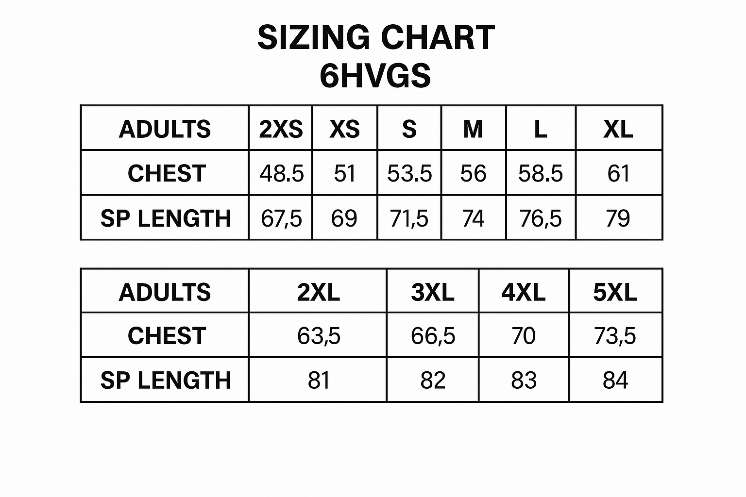 JBs Hi Vis S/S Gap Polo size chart