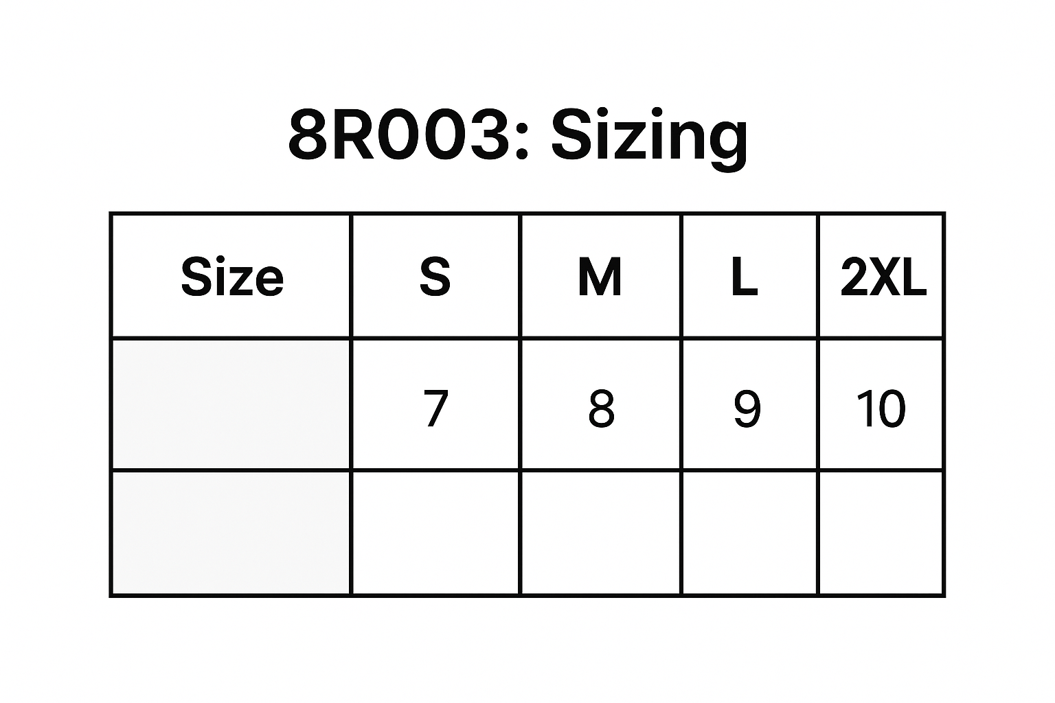 12pk. Black Latex Glove size chart