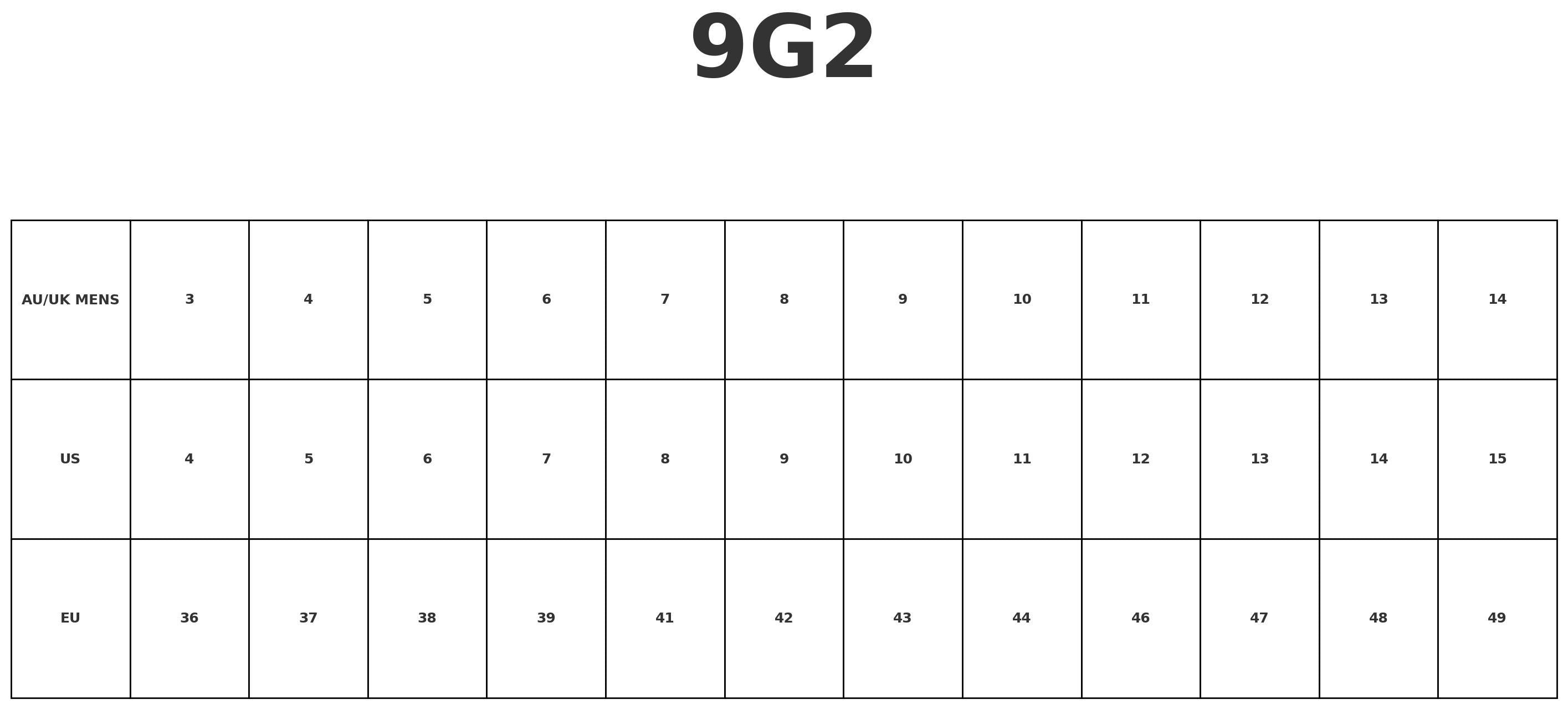 Traditional Gumboot BLACK size chart
