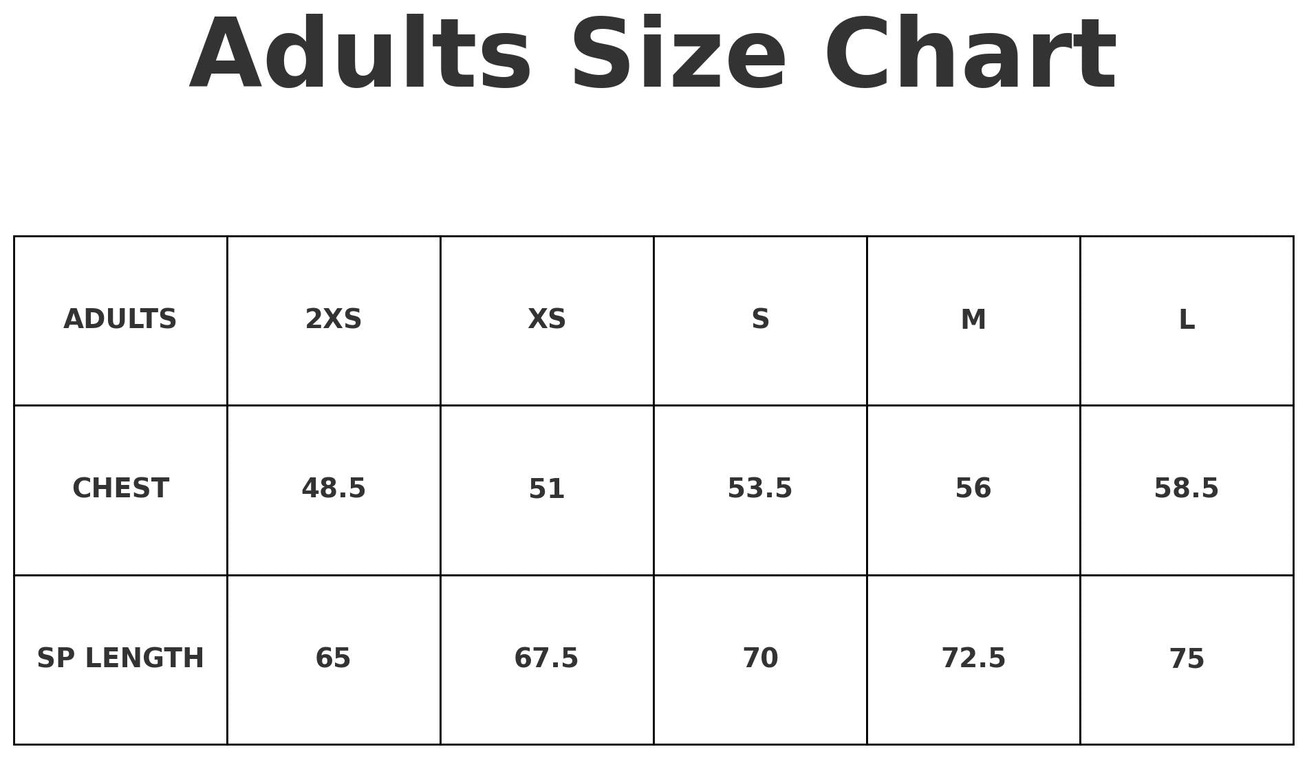 Adult Bright 210 Polo size chart