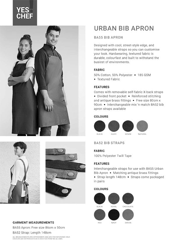 Urban Bib Straps size chart
