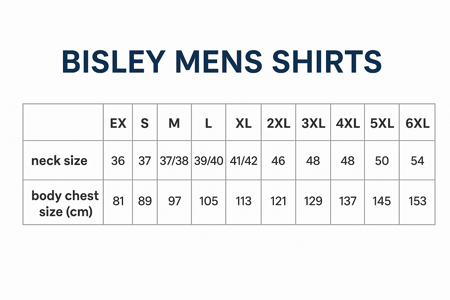 Original Cotton Drill LS Shirt size chart