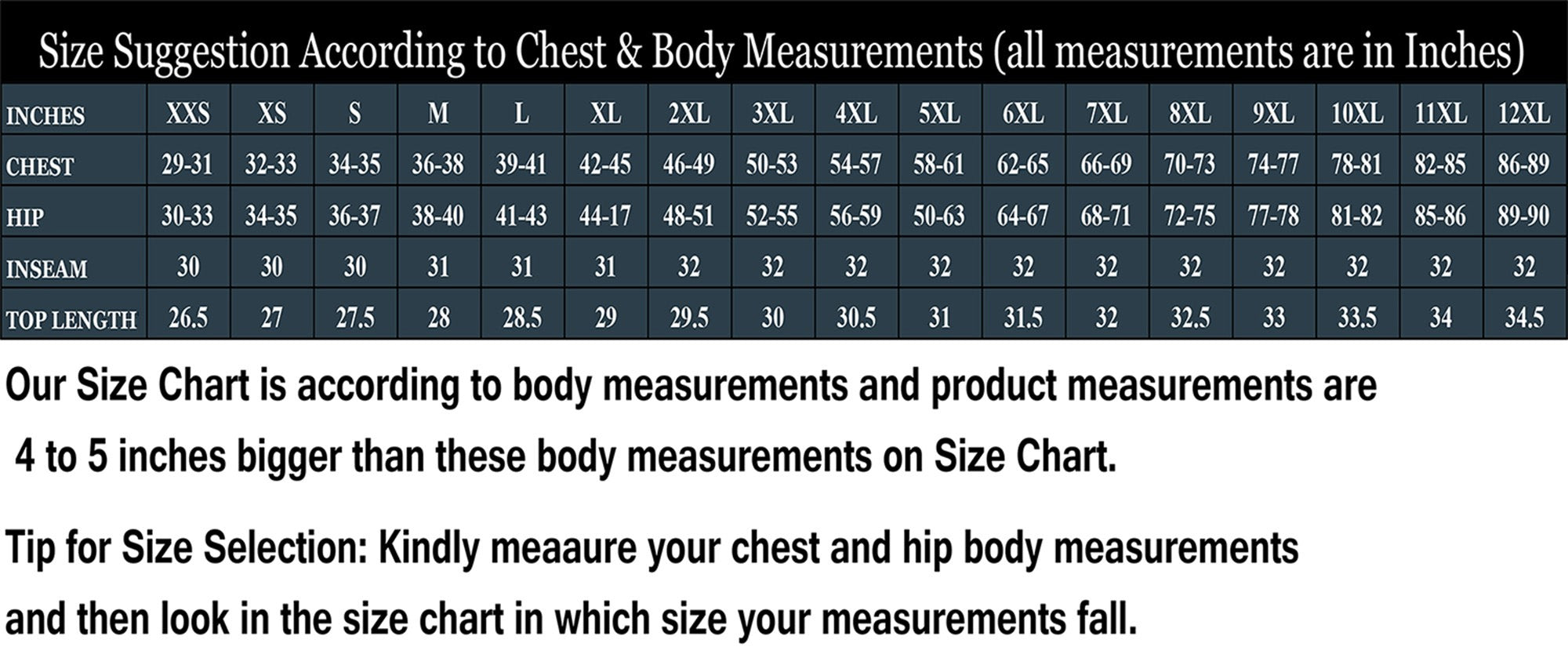 Unisex 4 Pocket Scrub Set (MOQ 20) size chart