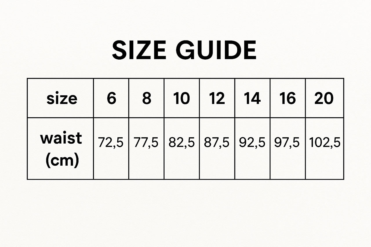 Ladies Toby Chino Shorts size chart