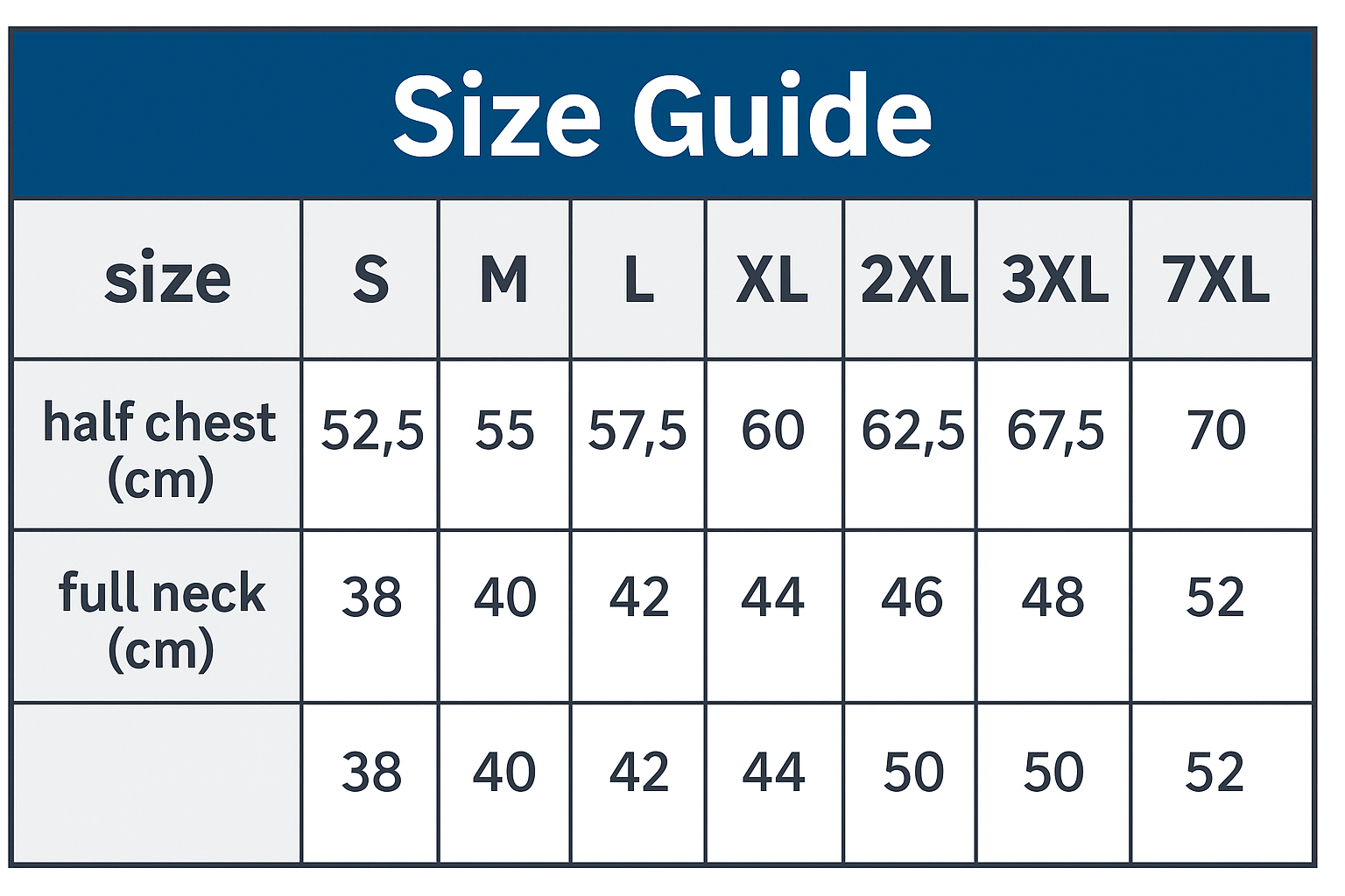 Pongee-shorts size chart