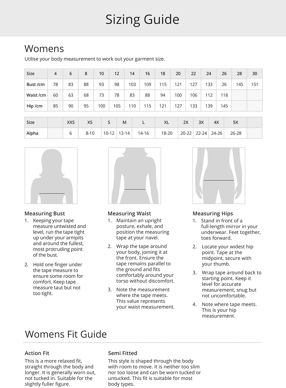 City Anna Scrub Top size chart