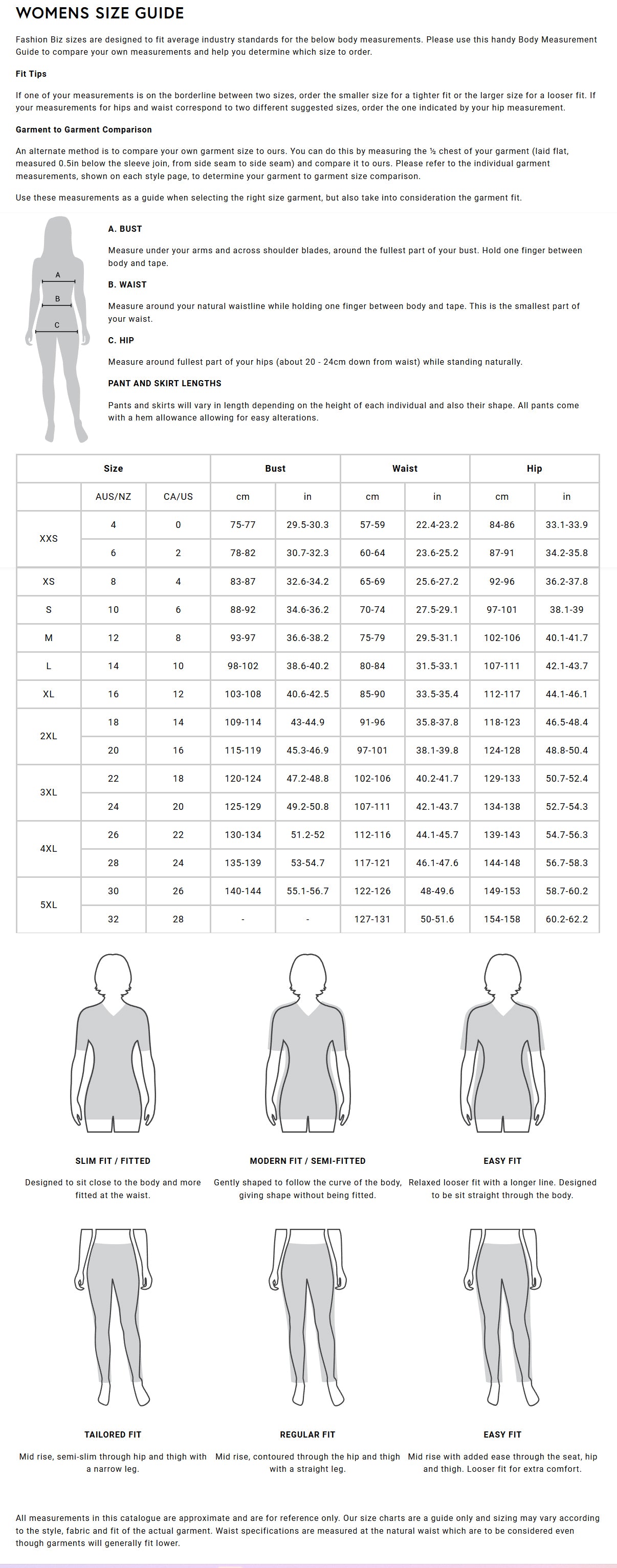 inaura: Ladies Scrub Top size chart