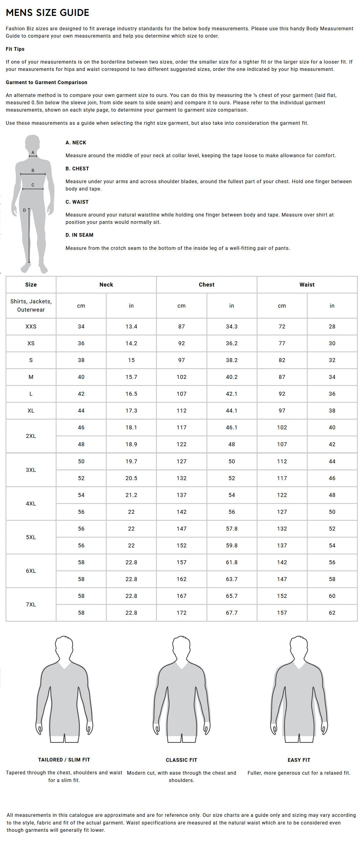 HiVis Cotton SS Shirt size chart