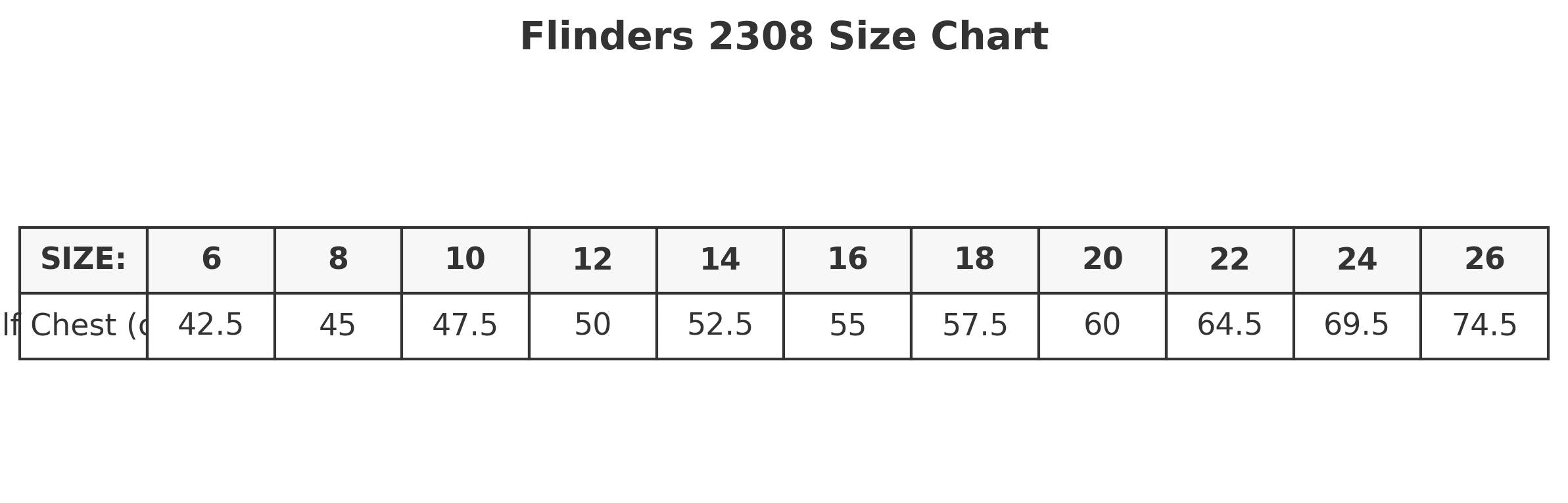 Ladies Flinders Polo size chart