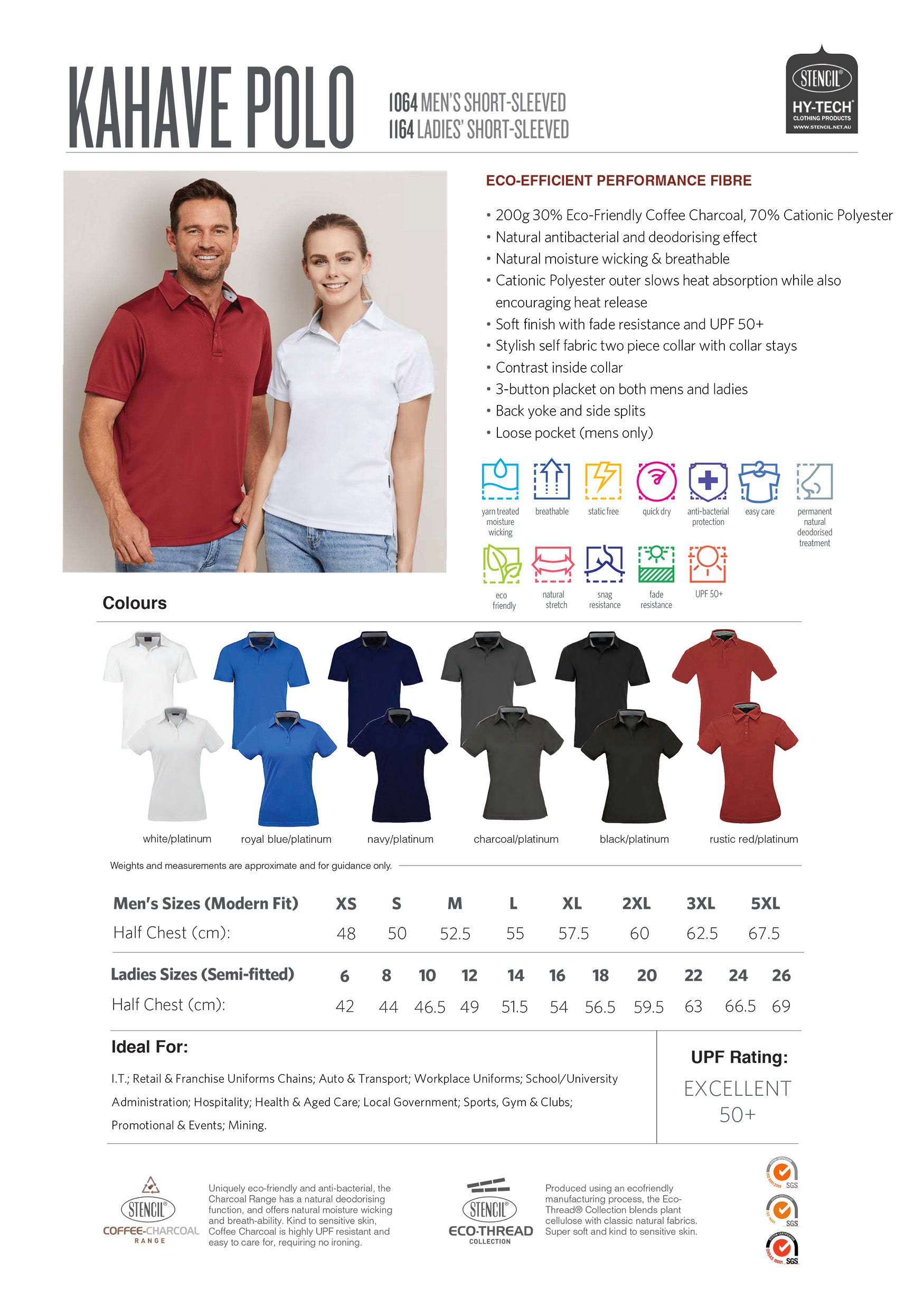 Ladies Kahve Polos size chart