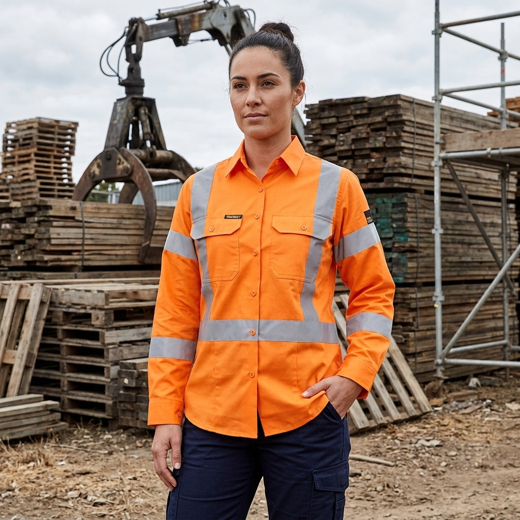 WorkCraft Ladies NSW RAIL Lightweight HiVis Shirt