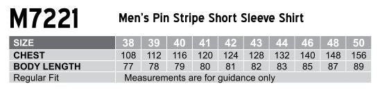 PinStripe SS Shirt size chart