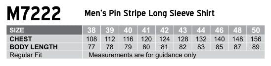 PinStripe LS Shirt size chart