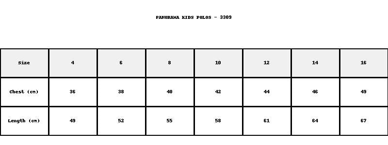Kids Panorama Polo size chart