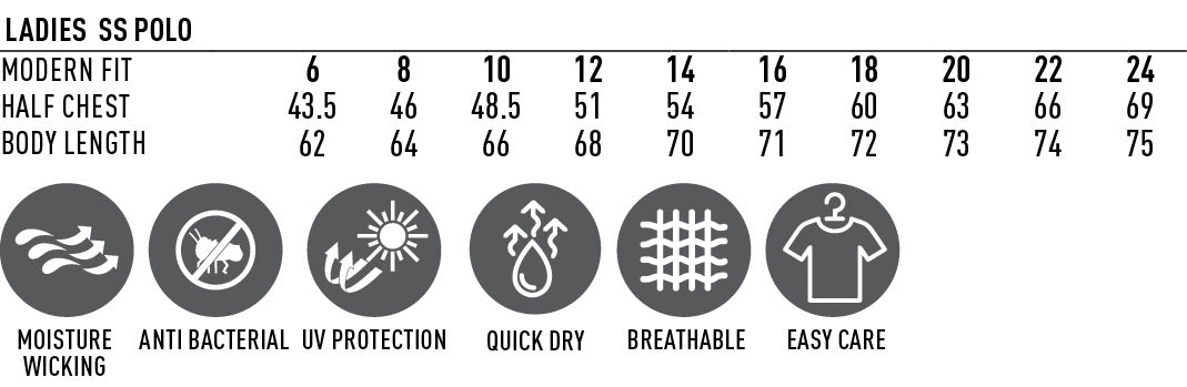 PS-C132 Custom Polo size chart