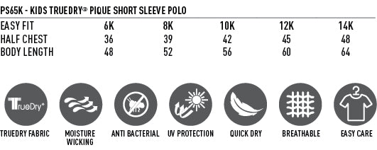 Kids Kew Polo size chart