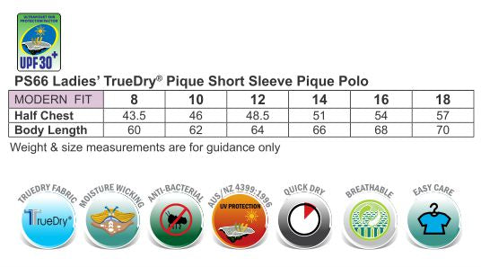 Ladies Kew Polo size chart