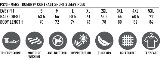 Team Mate Polo size chart