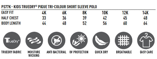 Kids Arena Polo size chart