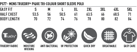 Arena Polo size chart