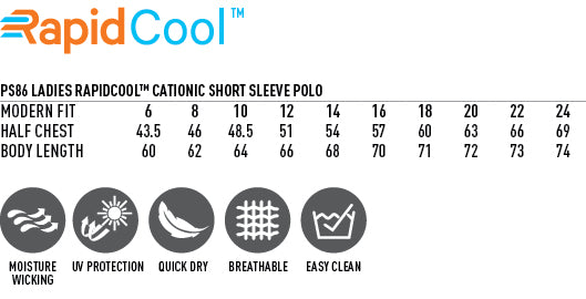 Ladies Harland Polo size chart