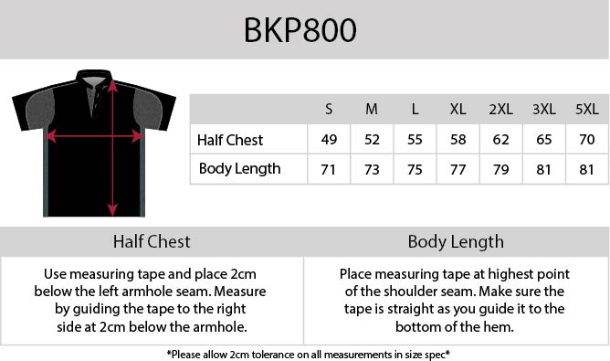 Black Kanvas Contrast Polo size chart