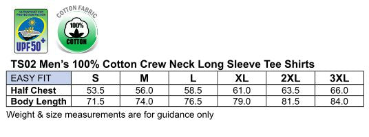 Premium Carey LS Tee size chart