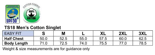 Mens Cotton Singlet size chart