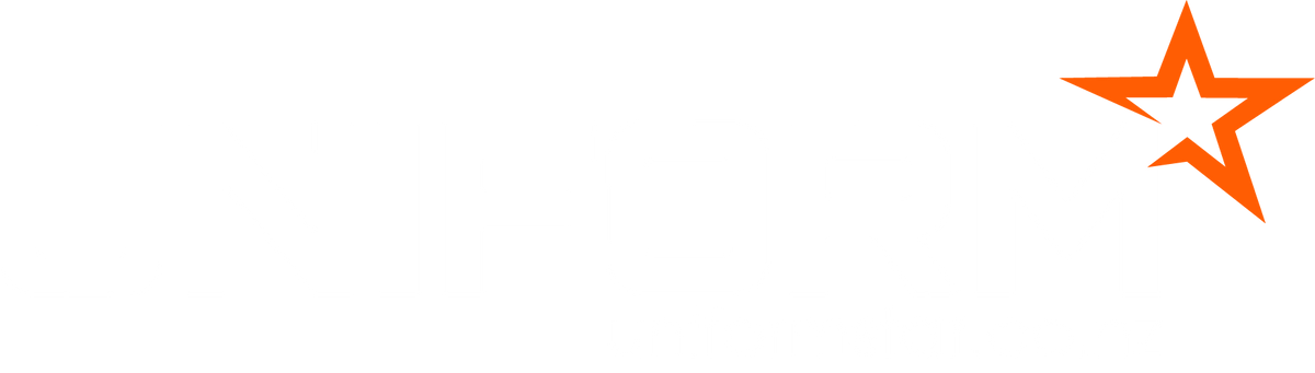 A uniform logo for New Zealand with a minimalist logo featuring a bright orange star on a solid white background.