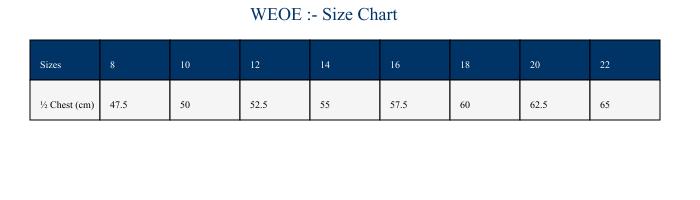 Ladies The End on End Shirt size chart